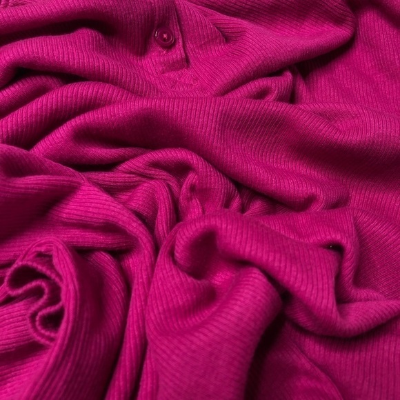 𝅺BUNDLE Joe Fresh Turquoise Baseball Varsity & Fuchsia Ribbed Button Shirts L/XL - Picture 8 of 13